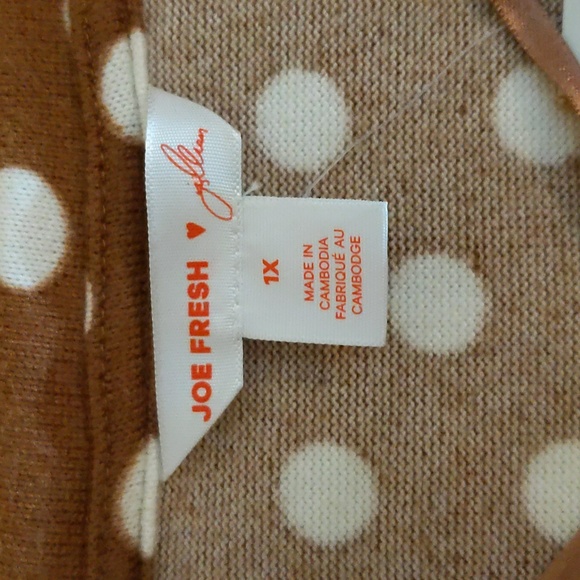 Joe Fresh Jillian| NWT Brown With White Polka Dots Long Sleeve Peplum Shirt - Picture 11 of 17